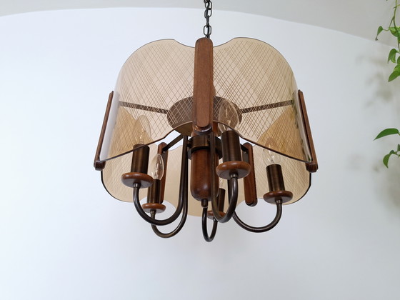 Image 1 of Grand lustre Mid Century / Lampe pendante vintage / Luminaire rustique élégant / Yougoslavie années 1970 / Lampe suspendue