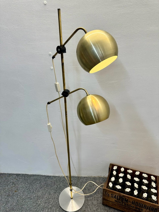 Lampadaire Mid Century Space Age Eye Ball années 60 70 Vintage, Métal, Doré (photo 12 sur 13)