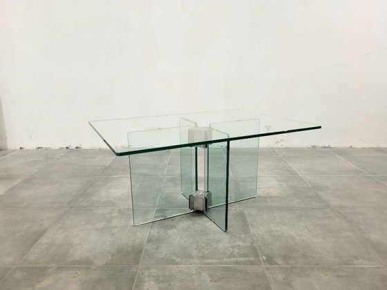 Image 1 of Vintage glazen salontafel toegeschreven aan Peter Ghyczy, 1970