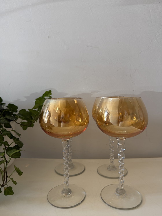 Bernsteinfarbene Weingläser aus den 1930er/50er Jahren – Gläser & Karaffe, Glass (photo 6 of 6)