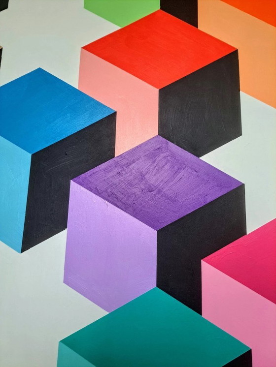 Image 1 of "Cubismo" - Franklin van Dam - Acrílico sobre DM - 95 × 95 cm - Abstracto y geométrico