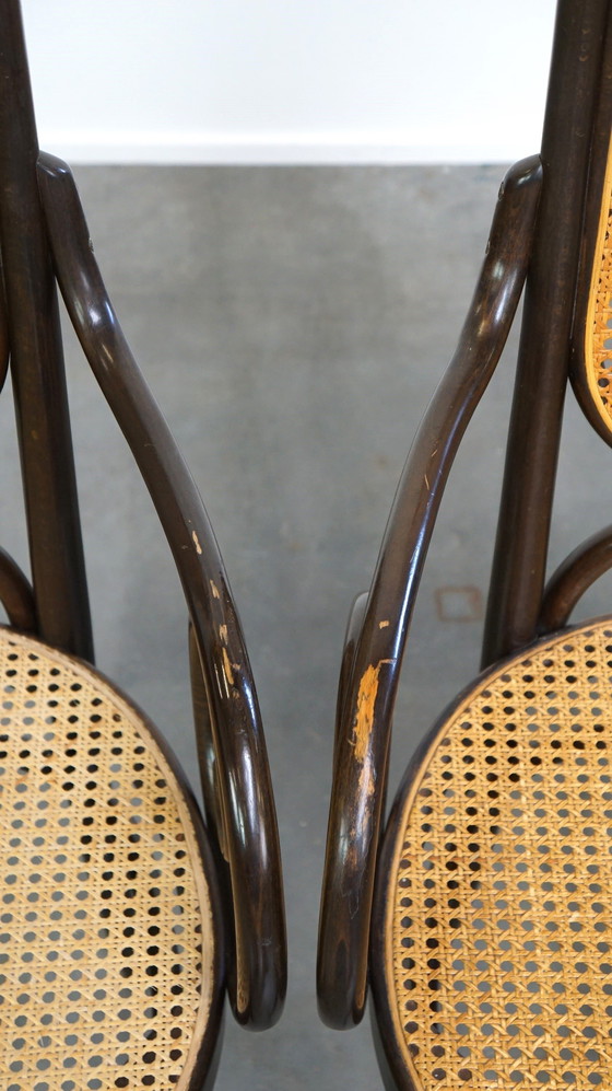 Image 1 of 2X High Vintage Bentwood "Long John" Thonet Design Stühle mit Armlehnen