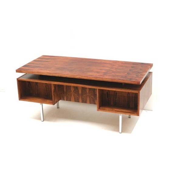 Image 1 of Groot vintage palissander bureau / directiebureau van Leo Bub voor Wertmöbel uit de jaren ’60