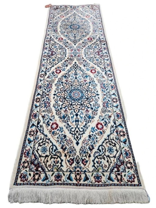 Hand-knotted Persian wool Nain rug runner Fine 60x193cm