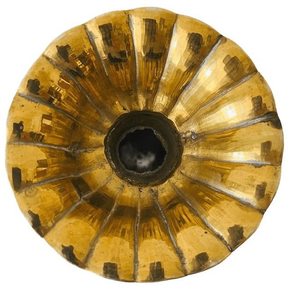 Image 1 of Bol vintage en laiton sur pied, motif fleur de lotus, années 1950