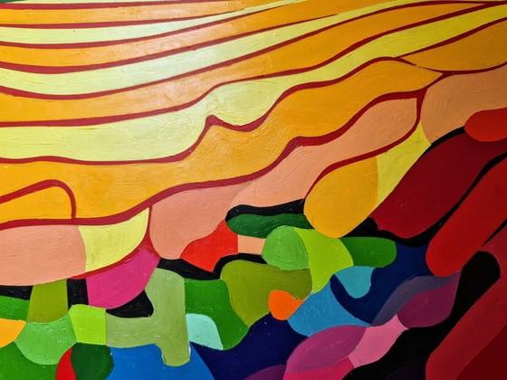 Image 1 of Dreamworld - Paesaggio colorato dipinto da Franklin van Dam (acrilico su MDF)