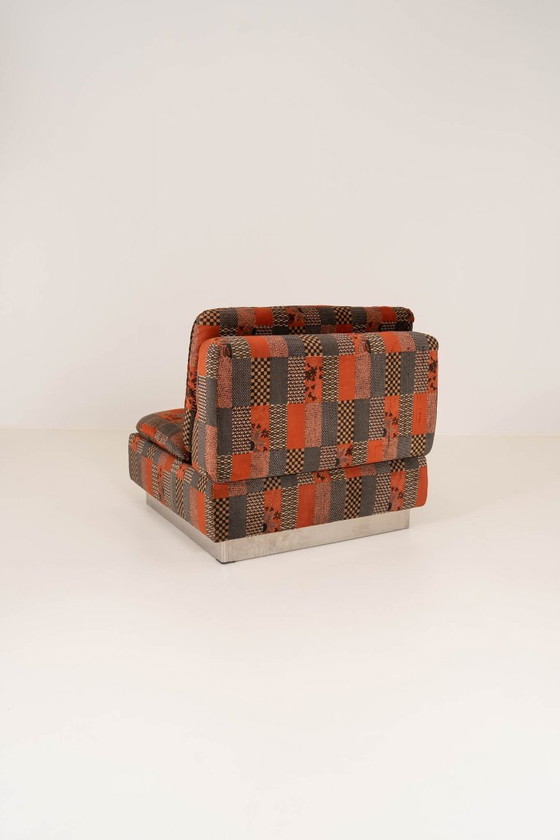 Image 1 of Giovanni Offredi pour Saporiti - Ensemble canapé modulaire en velours avec table basse, Italie 1970