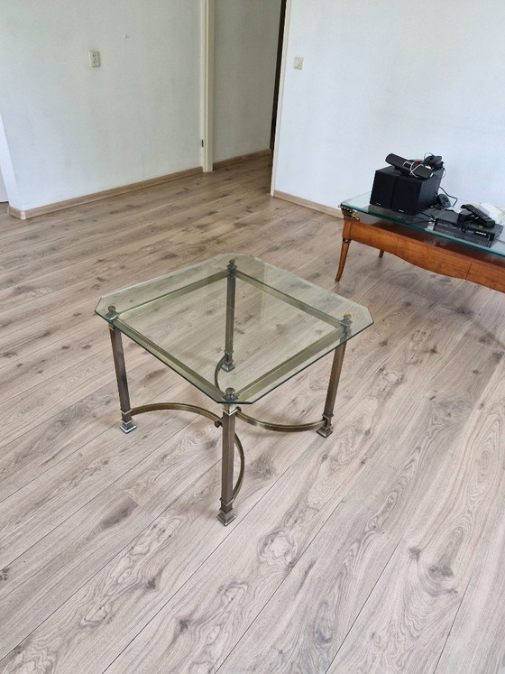 Image 1 of Table d'appoint style Hollywood Regency | 68 cm Laiton et verre |