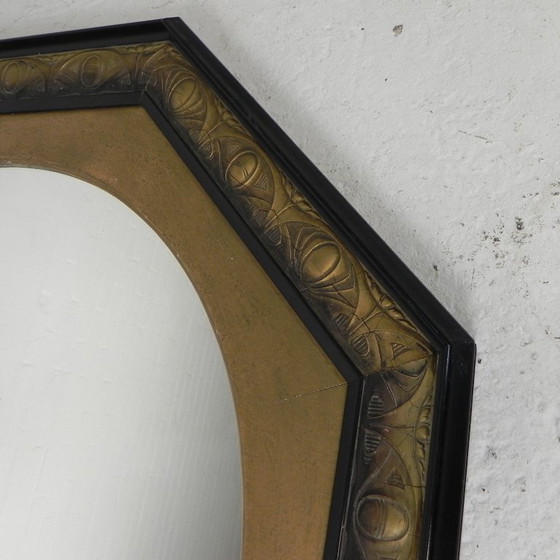 Image 1 of 8-hoekige Art Nouveau spiegel, jaren 20
