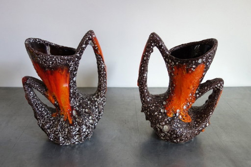 Pair of Fat Lava vases Vallauris 50s France