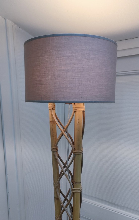 Image 1 of lampadaire bambou rotin vintage