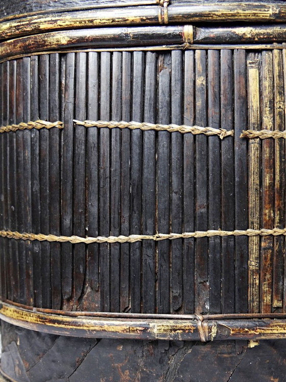 Image 1 of "Tampung" box, bamboo and leaf, Indonesia, Lombok, early 20th century