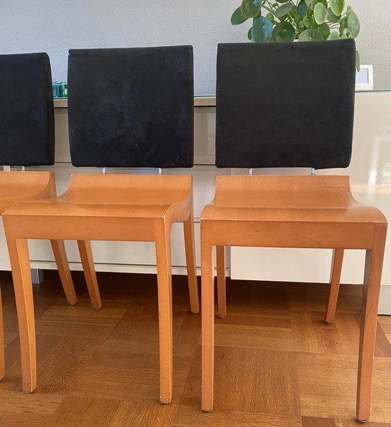 4 Ligne Roset eetkamerstoelen – Hout, Textiel (photo 2 of 5)