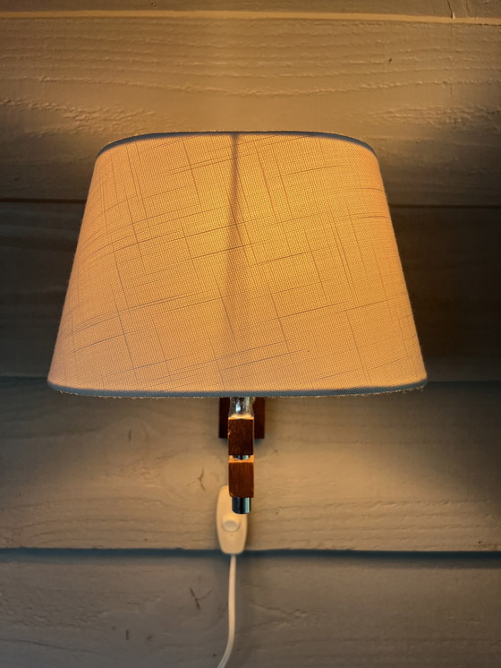 Image 1 of Vintage Mid - Century Teak/Chrome Wall Lamp