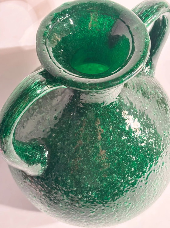 Green Murano Glass Vase with Pulegoso Technique, 1970s (photo 9 of 12)