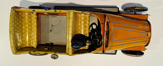 Image 1 of Voiture de tourisme décapotable Lehmann Velleda avec figurine de pilote EPL 730 1900-1910 JOUET EN FER-BLANC