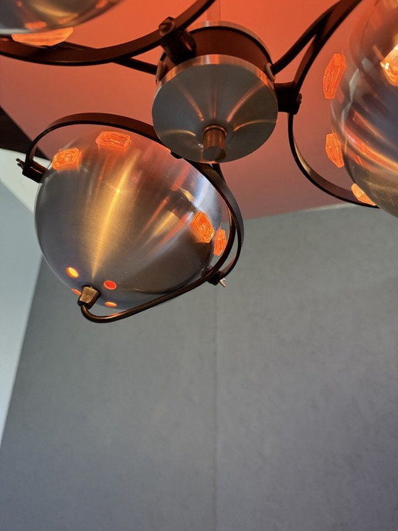 Image 1 of Eyeball Space Age Hanglamp Zilver En Oranje Vintage