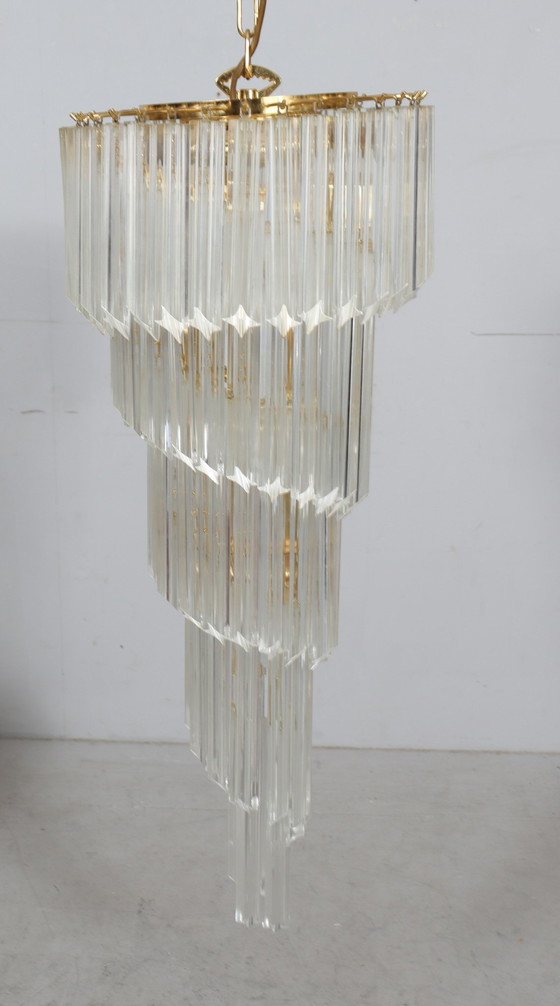 Image 1 of  Gran araña/lámpara de techo de Paolo Venini, cascada, cristal de Murano, Italia, años 70