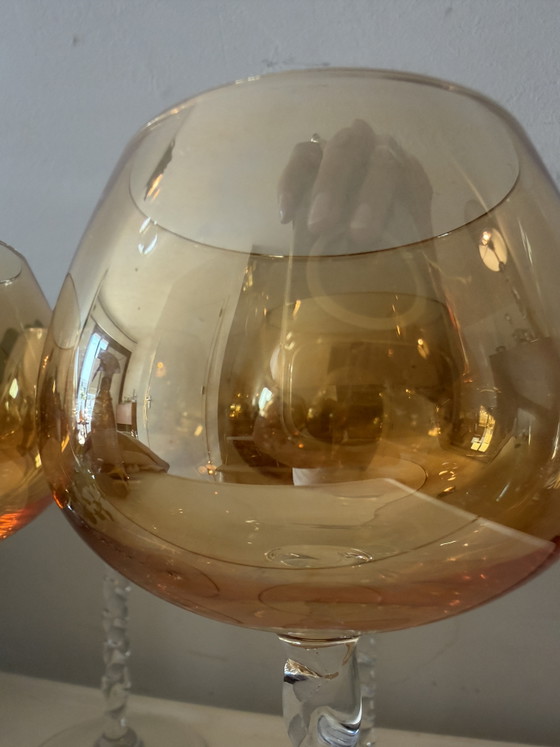 Bernsteinfarbene Weingläser aus den 1930er/50er Jahren – Gläser & Karaffe, Glass (photo 5 of 6)
