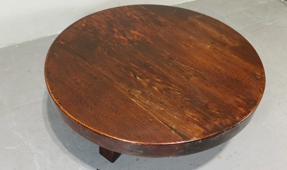 Image 1 of Vintage Wabi Sabi brutalist round coffee table 