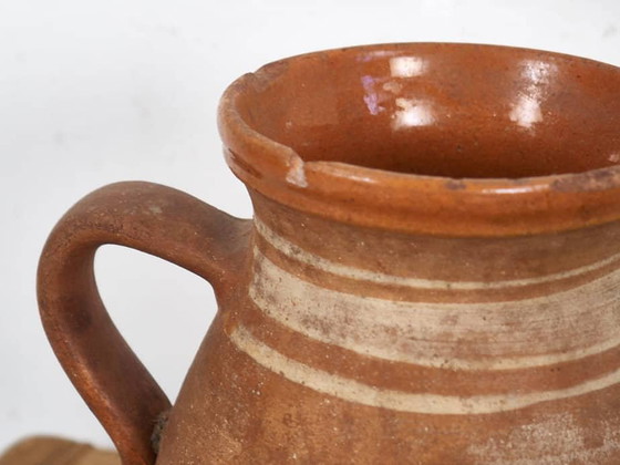 Antike Keramikvase mit Henkel (ca. 1900) #1, Vasen, Braun, Vintage (Foto 10 von 10)