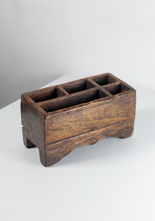 Recipiente antiguo de madera para nueces de betel, almacenamiento asiático, Indonesia, Java