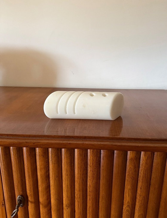 Image 1 of Organiseur de bureau en quartz blanc, Italie, années 1980