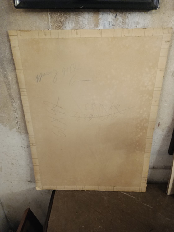 Image 1 of UNIQUE! XL charcoal drawing, antique, circa 1900, portrait of a girl with a fruit basket