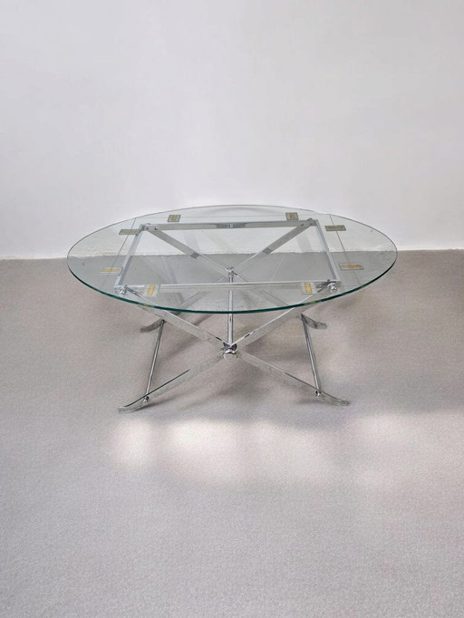 vintage design glass chrome coffee table sofa table side table