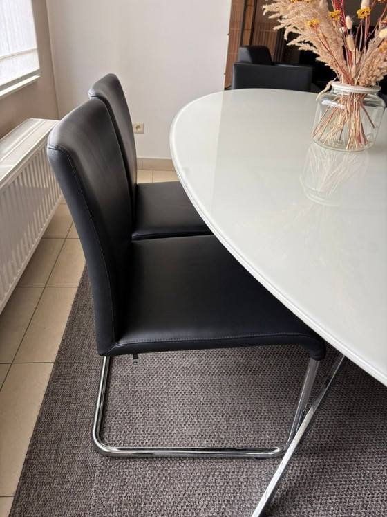 Image 1 of Ovale tafel van 220 x 110 cm en 6 Hulsta stoelen