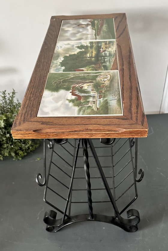 Image 1 of Portariviste o giornali vintage con piano in piastrelle olandesi – H. Eidingel – anni '50/'60