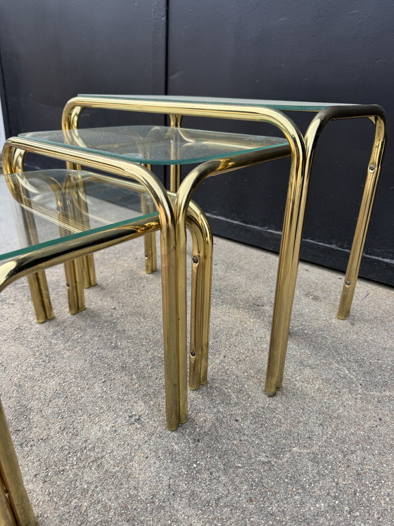 Image 1 of 1970s Gold Nesting Tables