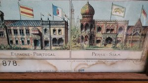 Image 1 of Litografia JE Goossens Panorama dei palazzi dell'Esposizione Universale di Parigi, 1878