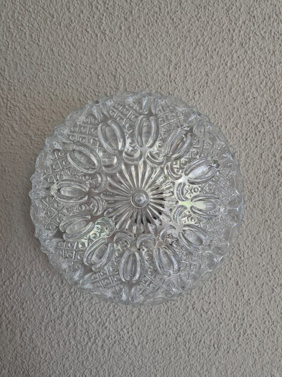 Image 1 of Paire d'appliques/plafonniers encastrés en verre texturé Glashütte Limburg 2485, Allemagne, années 1960-1970