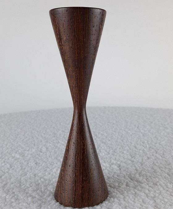 Image 1 of Vintage wooden candlestick Danish design 1970s