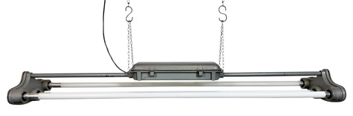 Lámpara colgante industrial gris de tubo de Polam Gdansk, década de 1970