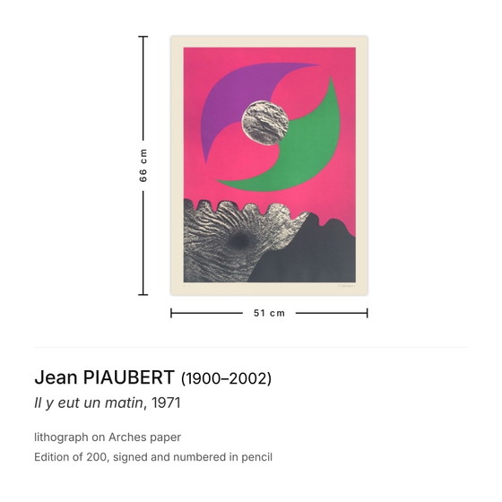 Image 1 of Jean PIAUBERT Il y a eu un matin Lithographie signée 1971