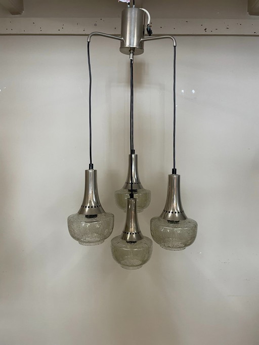 Einzigartige Vintage-Pendelleuchte RAAK Amsterdam – Glas mit Luftblasen, 1960er Jahre