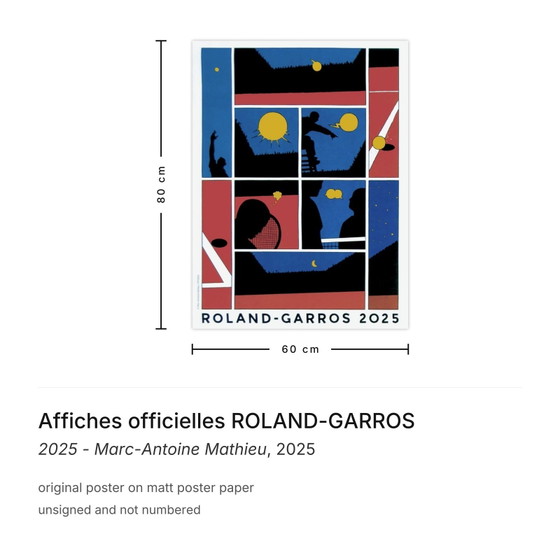 Affiches Officielles Roland-Garros Poster 2025 - Marc-Antoine Mathieu – Paper (photo 3 of 5)