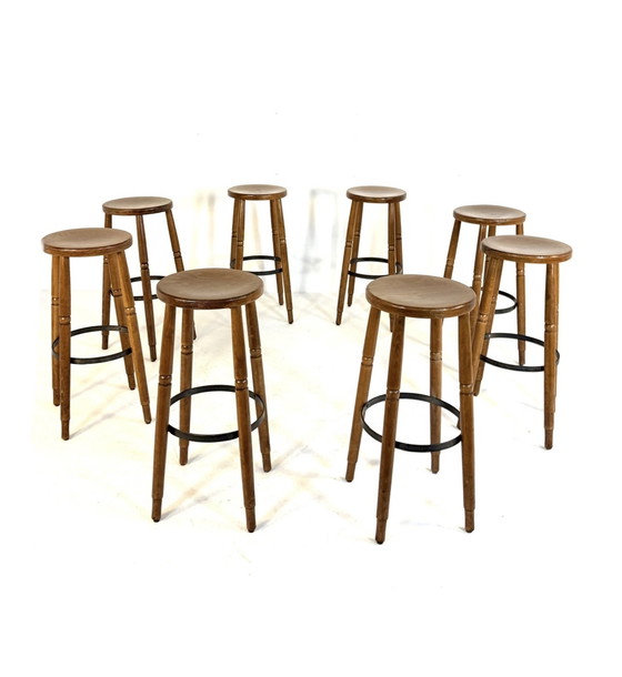 Image 1 of Tabouret de bar brutaliste 8x années 60