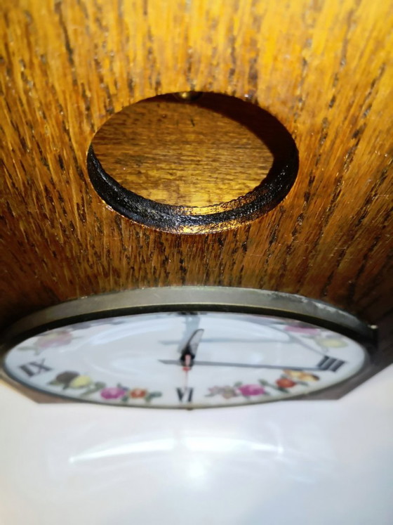Raro orologio antico, vintage, retrò, in legno e porcellana, proveniente da Parigi / anni '70 (photo 5 of 17)