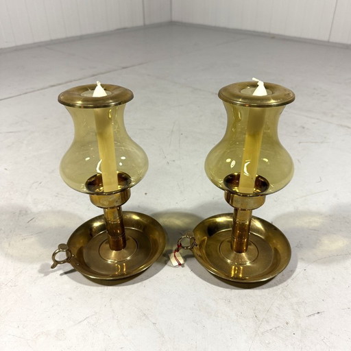 2 X Peter Jensen Kopenhagen messing kandelaars Denemarken 1960’s