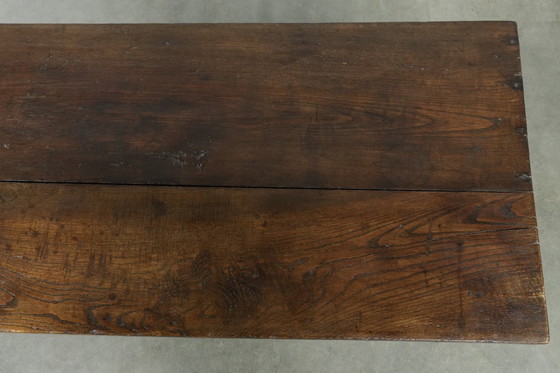 Image 1 of Mesa de centro antigua del siglo XVIII, de madera de castaño, procedente del sur de Europa, con dos cajones.