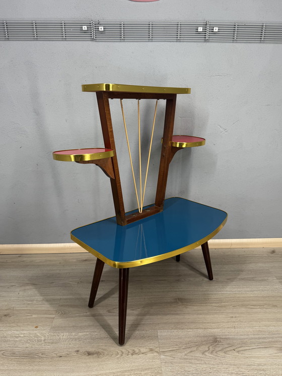 Image 1 of Vintage Formica Mid-Century Plantentafel met Space Age vibes