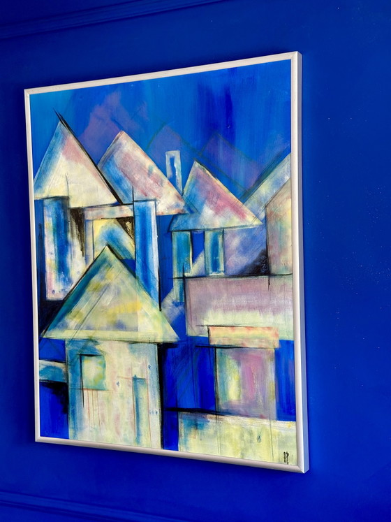 Image 1 of Painting by Anke Peddemors Electric Blue Houses
