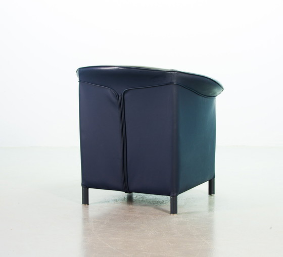 Image 1 of Wittmann Petrol Blue Soft Leather Club Chair Designed, Model Aura by Paolo Piva. Autriche, années 1980.