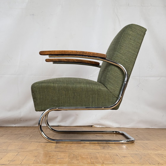 Image 1 of 2x S411 Tubular Steel Armchairs by Willem Hendrik Gispen for Thonet 1930s