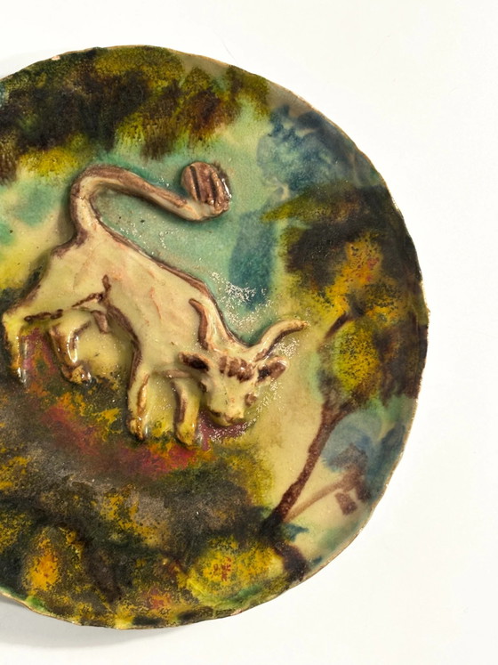 Assiette en céramique peinte à la main et décorée en relief, de l'école de Faenza du XXe siècle – Objets déco (photo 4 of 7)
