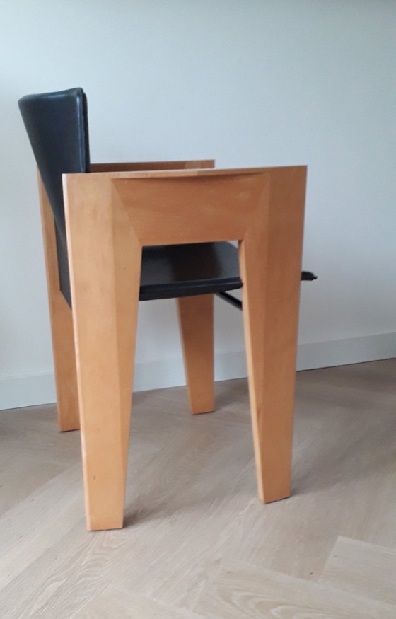 Image 1 of Arco Dining Chair design wooden leather chair Arnold Merckx