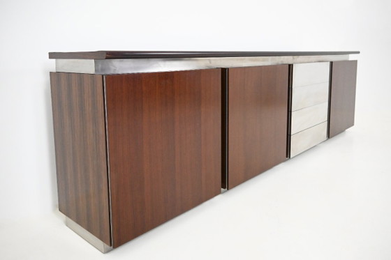 "Parioli" Sideboard von Giotto Stoppino für Acerbis, 1970er Jahre, Holz, Metall, Braun, 1960 (Foto 4 von 13)